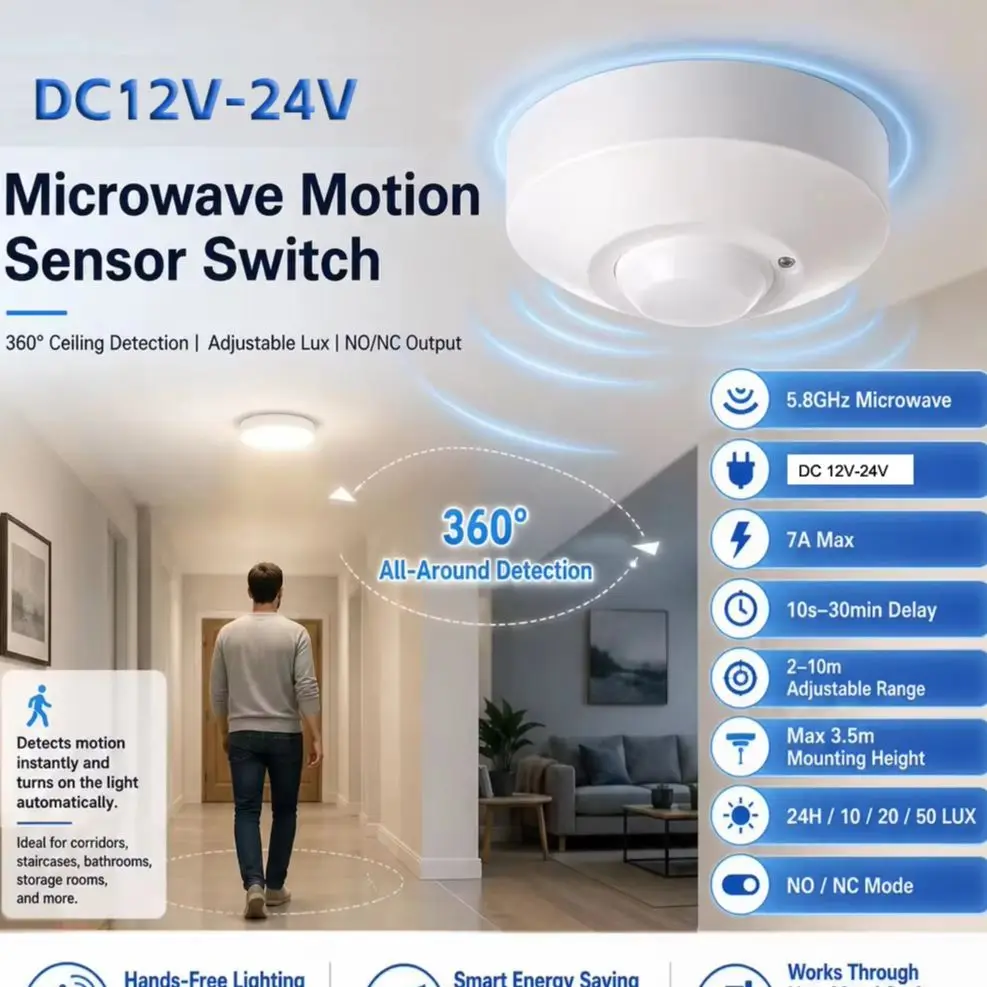 Home Security Radar System - مفتاح استشعار رادار ميكروويف مثبت على
