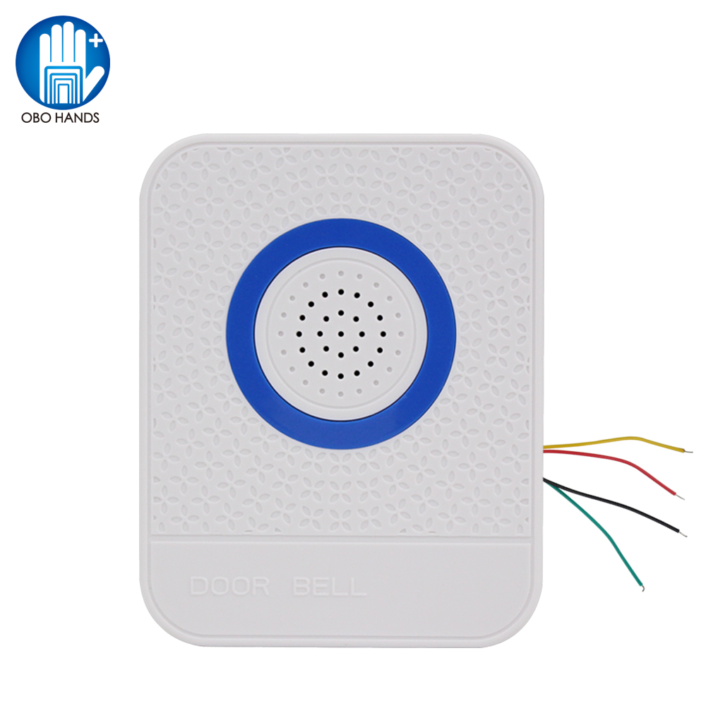 Home Security Ring System - 4 أسلاك السلكية الأبيض الجرس DC12V