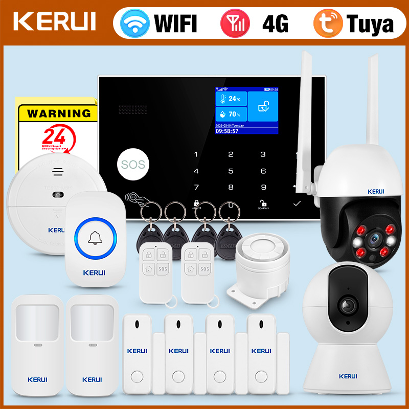 Home Security Ring System - إنذار KERUI 4G مع زر حلقة