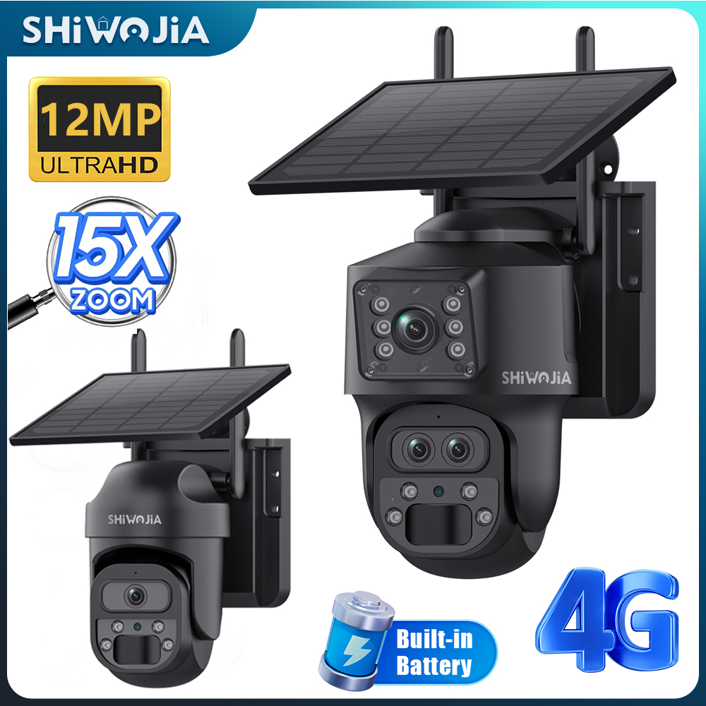Home Security Outdoor Cameras - كاميرا SHIWOJIA 15X ZOOM الشمسية 4G