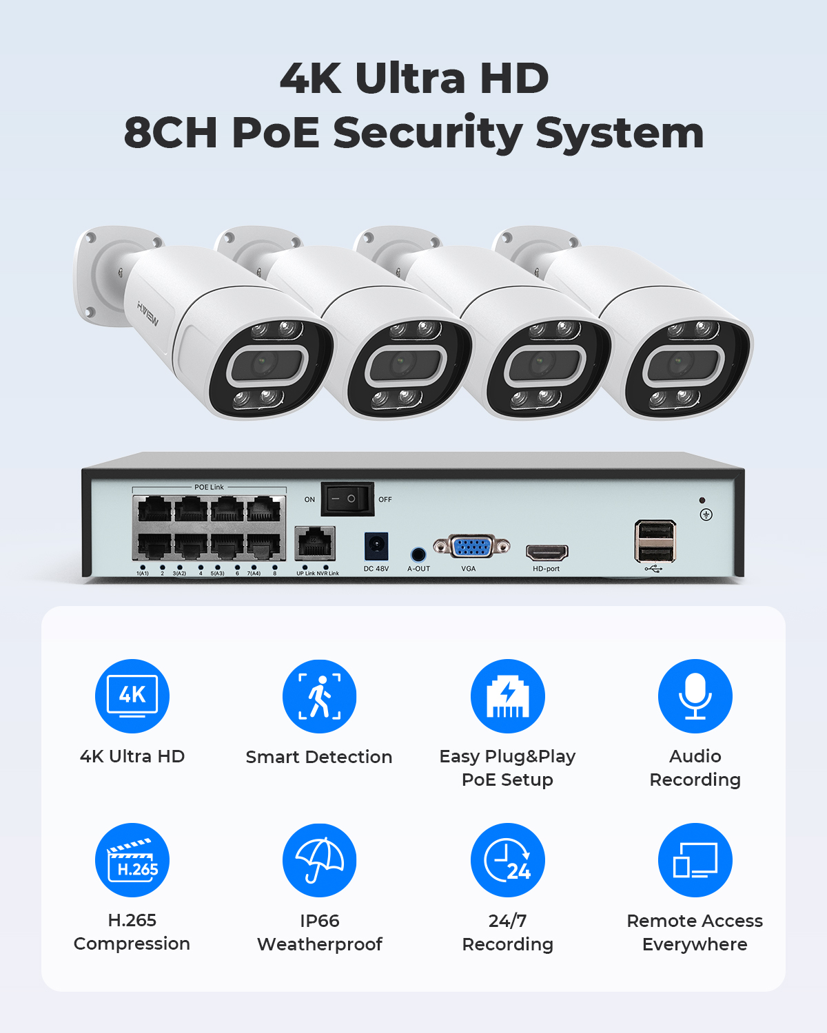 نظام كاميرات مراقبة أمنية H.Vi - مراجعة Home Security Outdoor Cameras وسعره