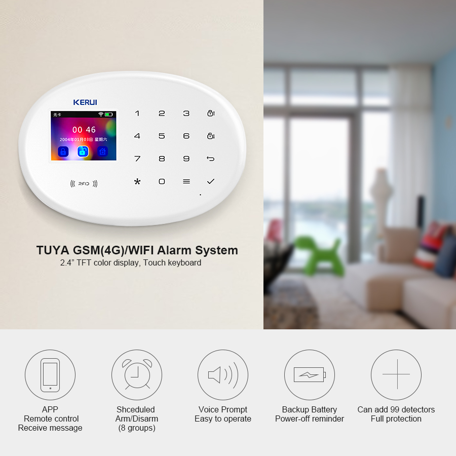 KERUI W202 WIFI GSM نظام إنذار - مراجعة Home Security Technician وسعره