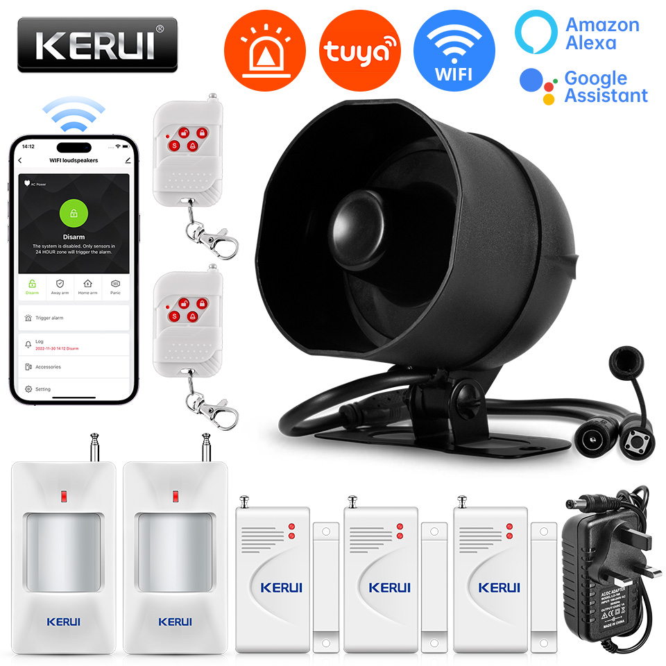 KERUI 120db نظام إنذار صفارة ا - مراجعة Home Security Technician وسعره