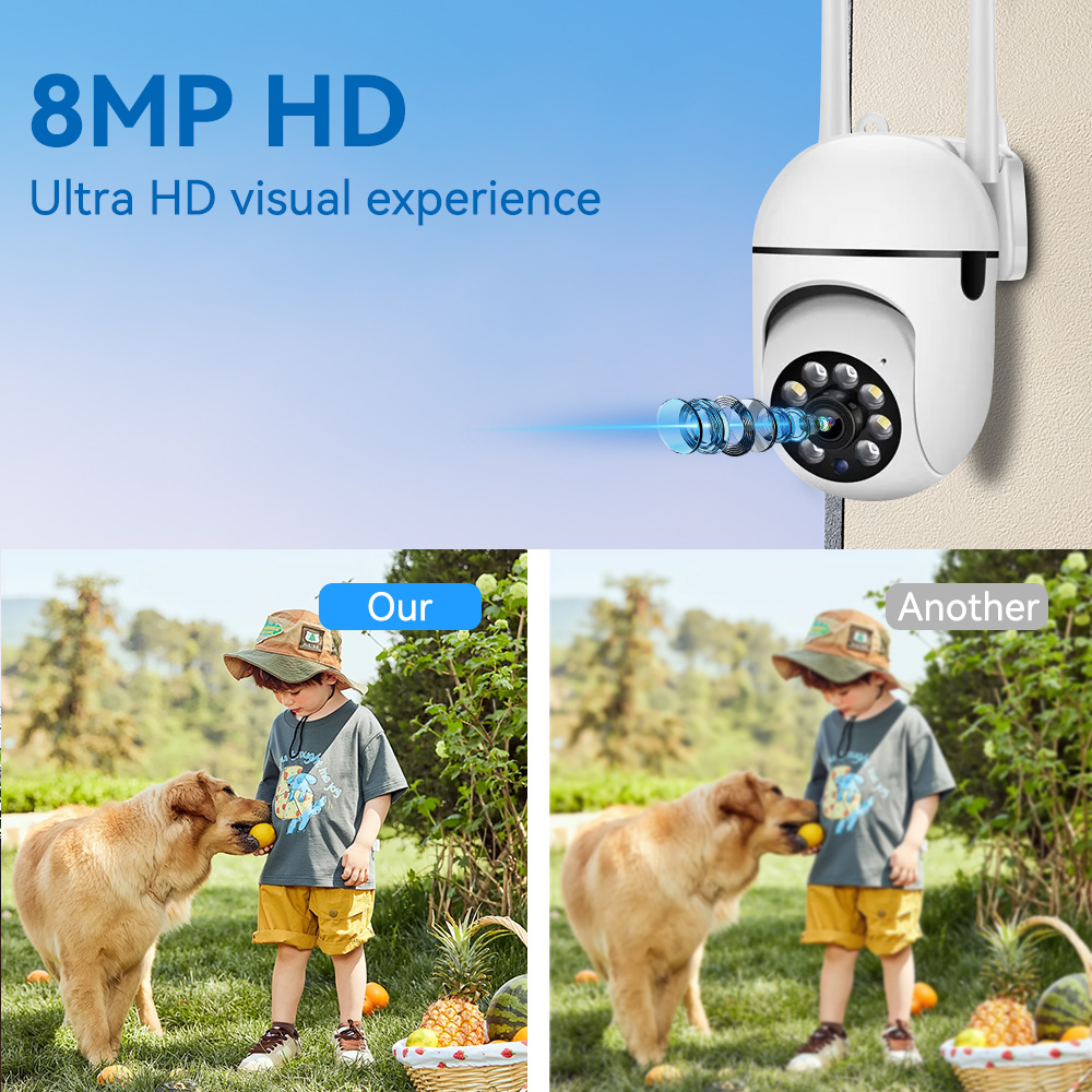 8MP 2.4G واي فاي IP كاميرا تلف - مراجعة Home Security Lights Outdoors وسعره